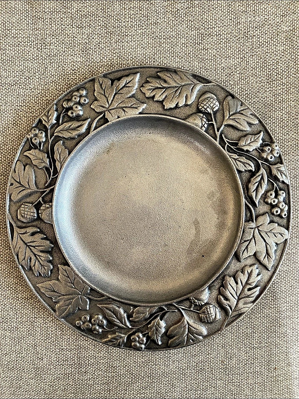 Longaberger Falling Leaves Metalware Plate / Candle Holder